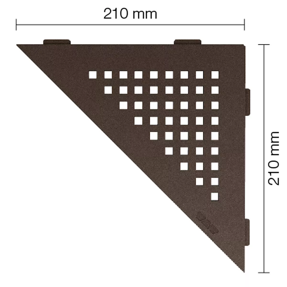 Wandplank doucheplank Schlüter driehoek 21x21cm Vierkant Brons