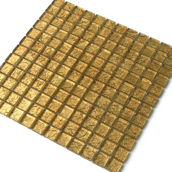 Mosaico De Vidro Azulejos 23x23x8mm Ouro Metal