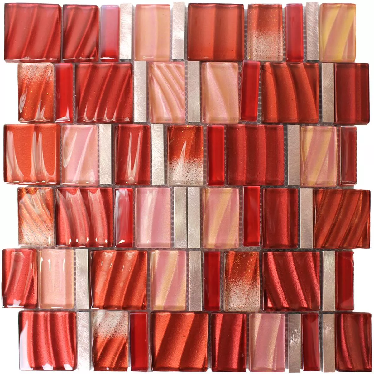 Mozaika Szkło Aluminium Czerwone Miedź Mix