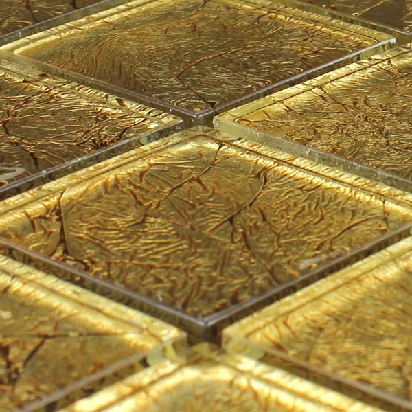 Vzorek Skleněná Mozaika Dlaždice  Zlatá Kov