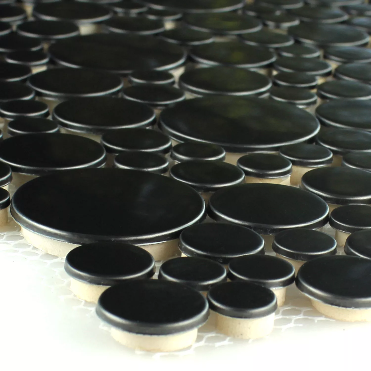 Padrão de Azulejo Mosaico Aço Inoxidável Metal Seixos de Rio Design Black