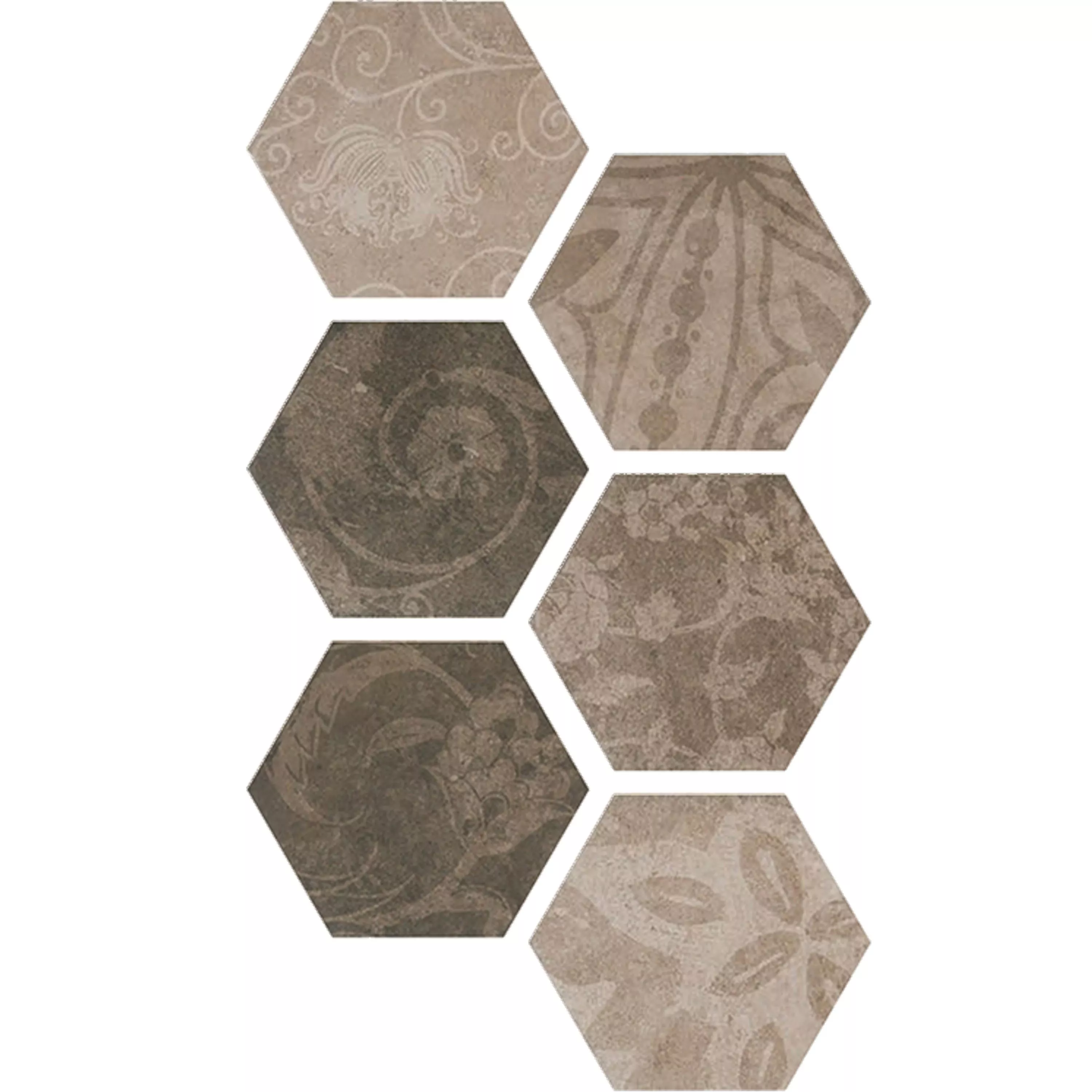 Floor Tiles Texas Hexagon 25x22cm Patchwork
