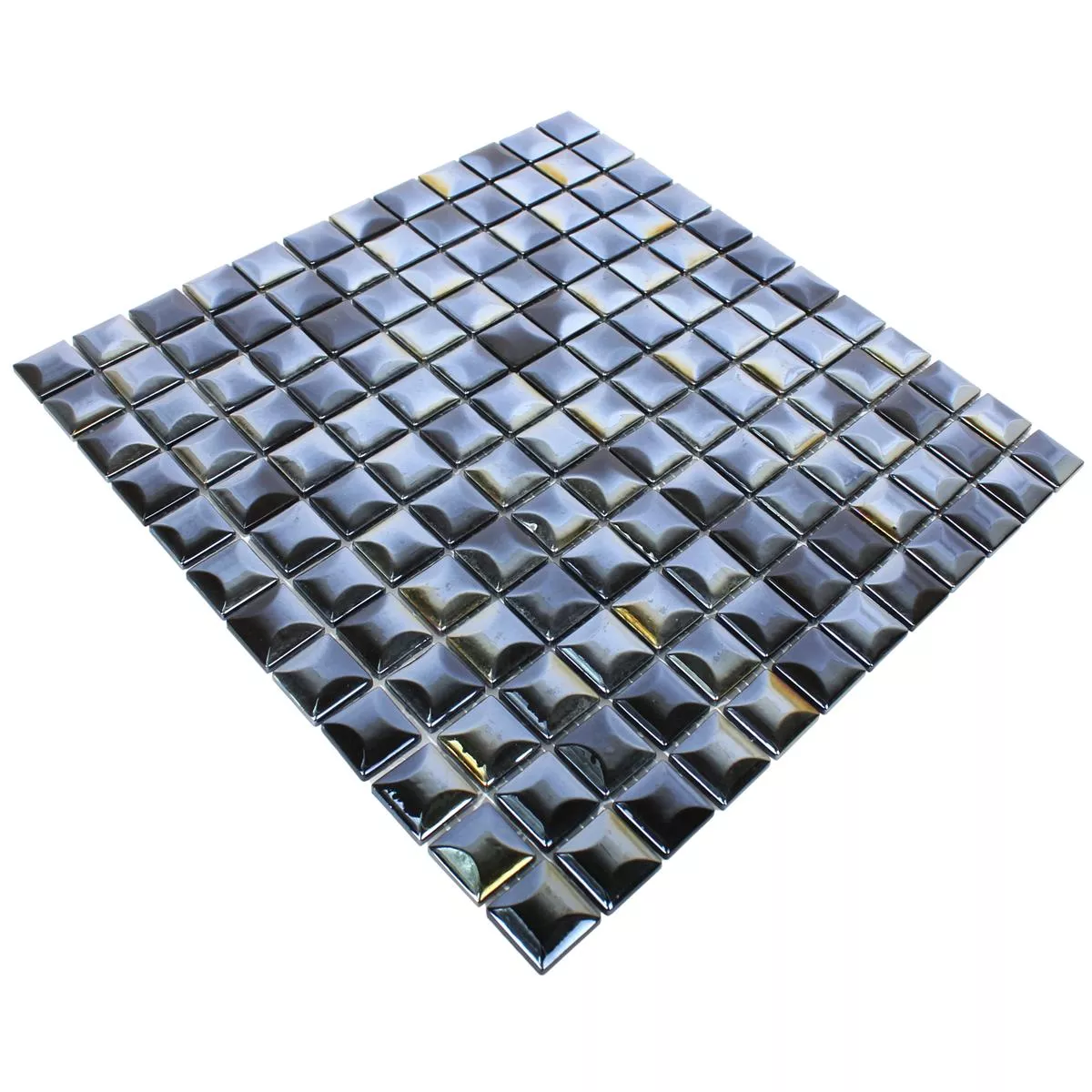 Mønster fra Glass Mosaikk Fliser Monrovia Svart 3D Metallic