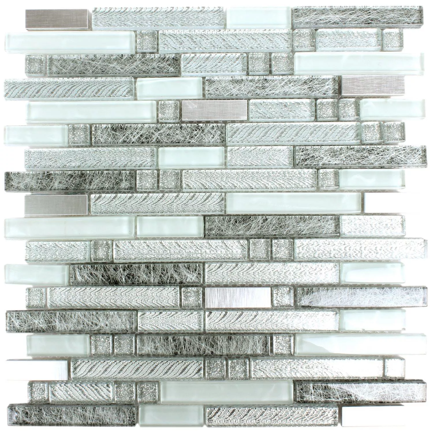 Mosaik Fliser Zaide Glas Alu Mix Sølv Gra