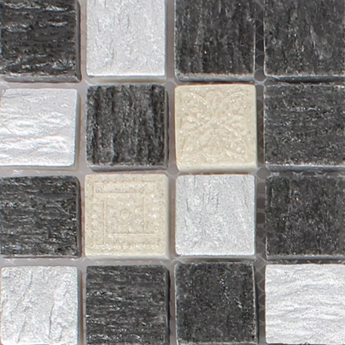 Model din Mozaic De Sticlă Placi De Piatra Naturala Colicos Gri Negru Argint