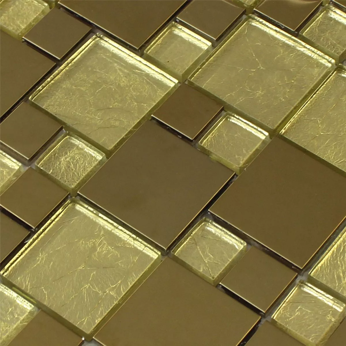 Mosaic Tiles Glass Stainless Steel Metal Gold