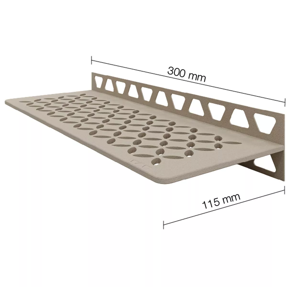 Zuhanypolc fali polc Schlüter téglalap 30x11,5cm Virágos krém