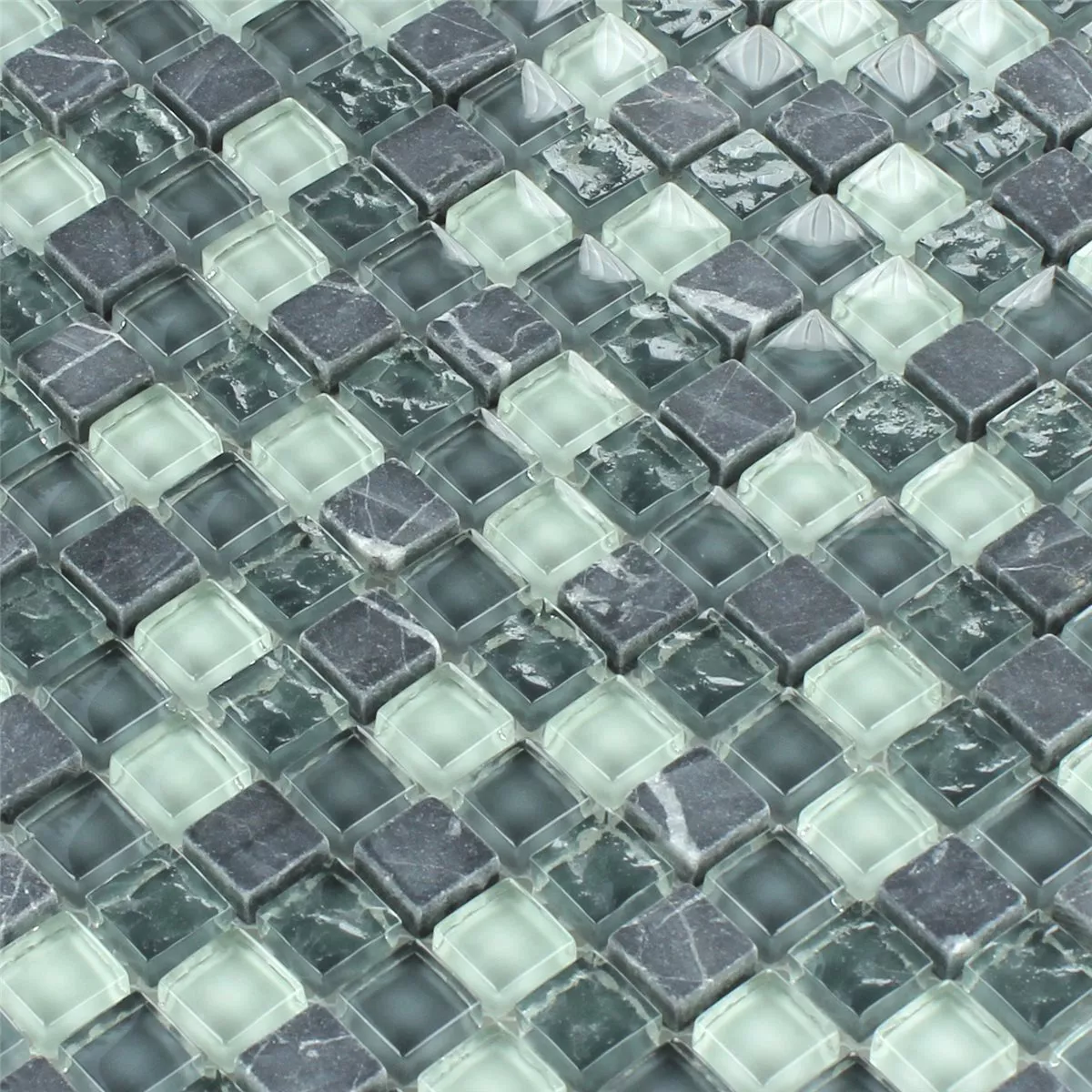 Azulejo Mosaico Vidro Mármore Cinza Mix