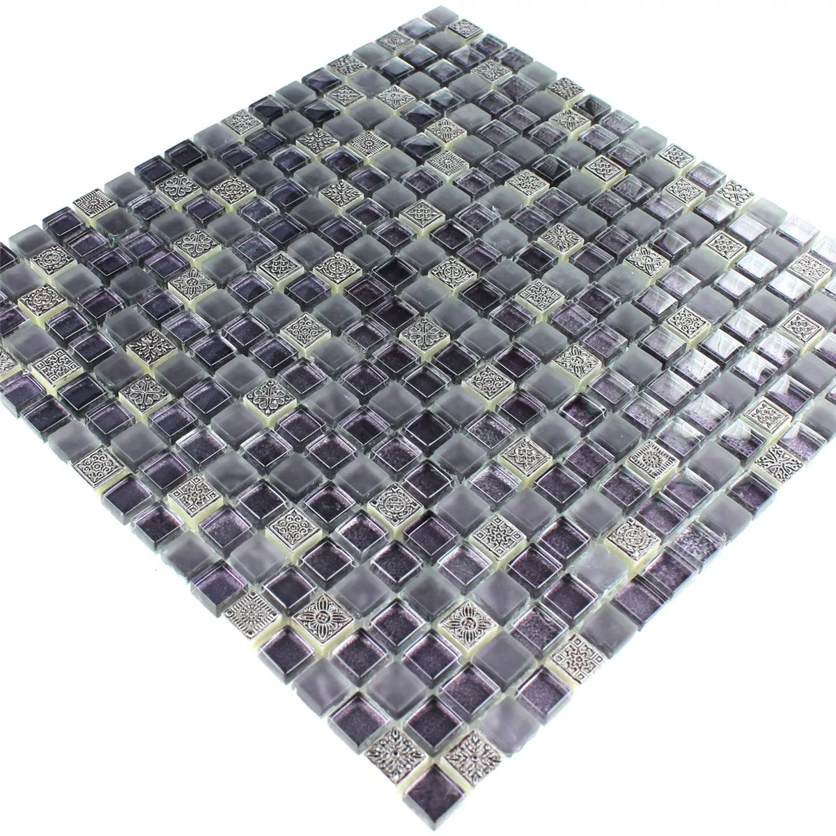 Mosaico Vetro Pietra Naturale Ornamento Porpora Mix