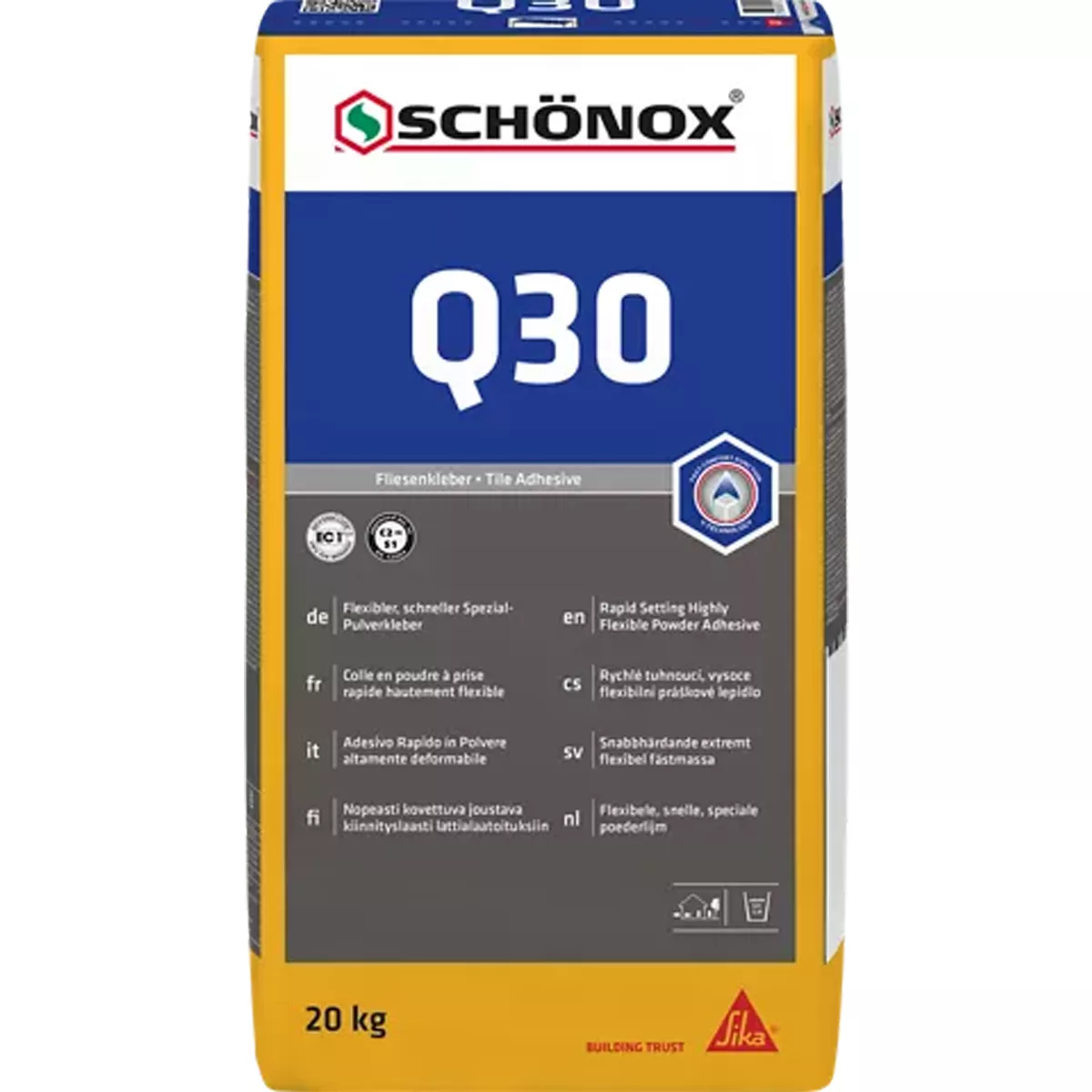 Colle à carrelage Schönox Q30 Colle spéciale en poudre flexible 20 kg Colle à carrelage Schönox Q30 Colle spéciale en poudre flexible 20 kg