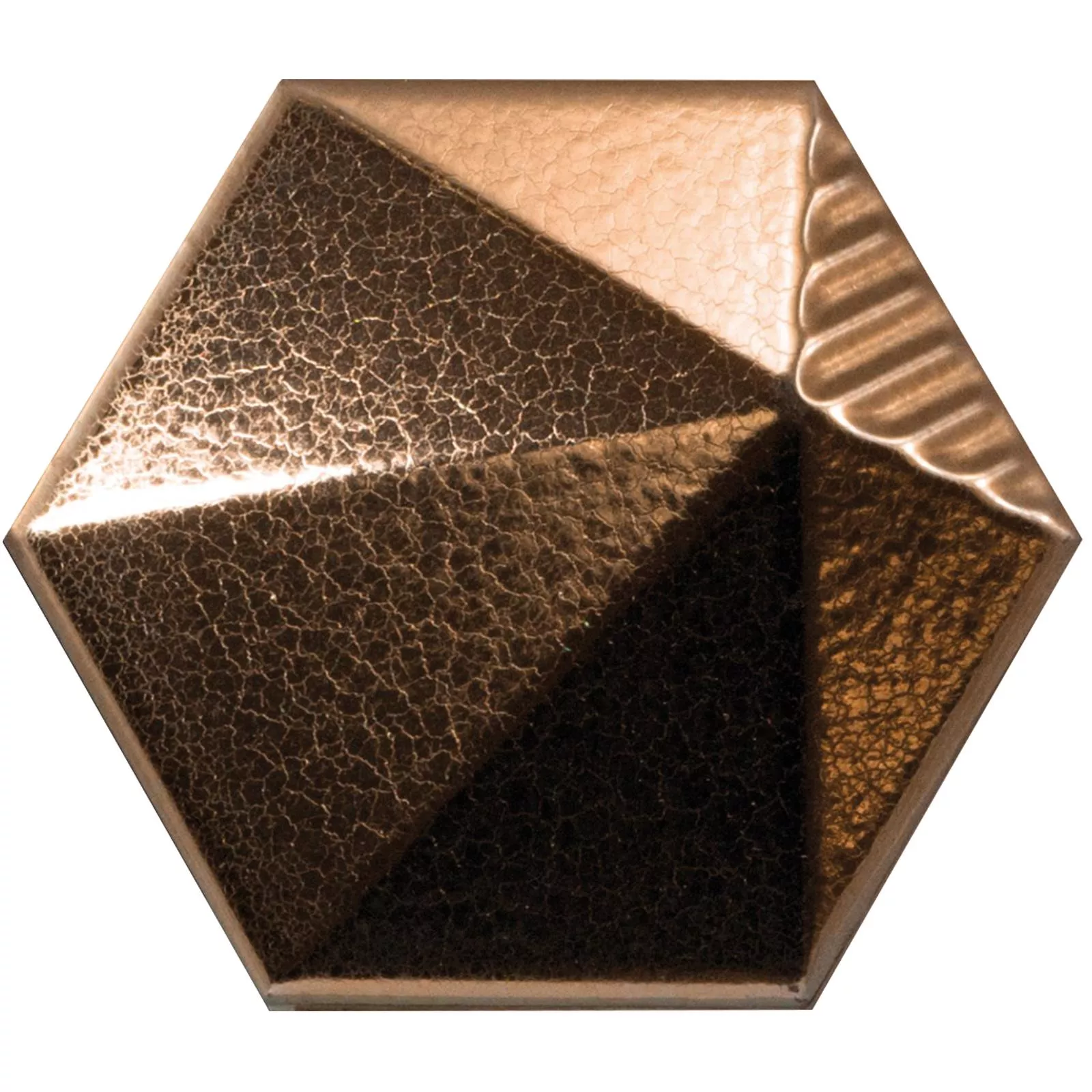 Vægfliser Rockford 3D Hexagon 12,4x10,7cm Kobber