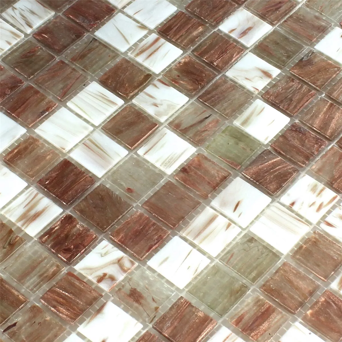 Mosaikkfliser Glass Gull Star Effekt Hvit Bronse