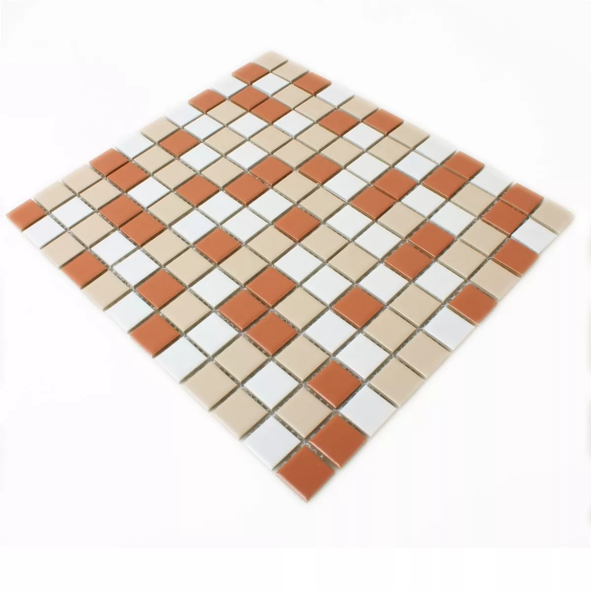 Muster von Mosaikfliesen Keramik Weiss Creme Terrakotta Mix