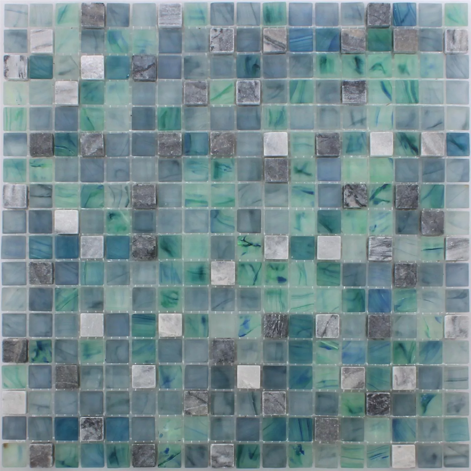 Azulejo Mosaico Mayon Vidro Mármore Mix Verde Mar