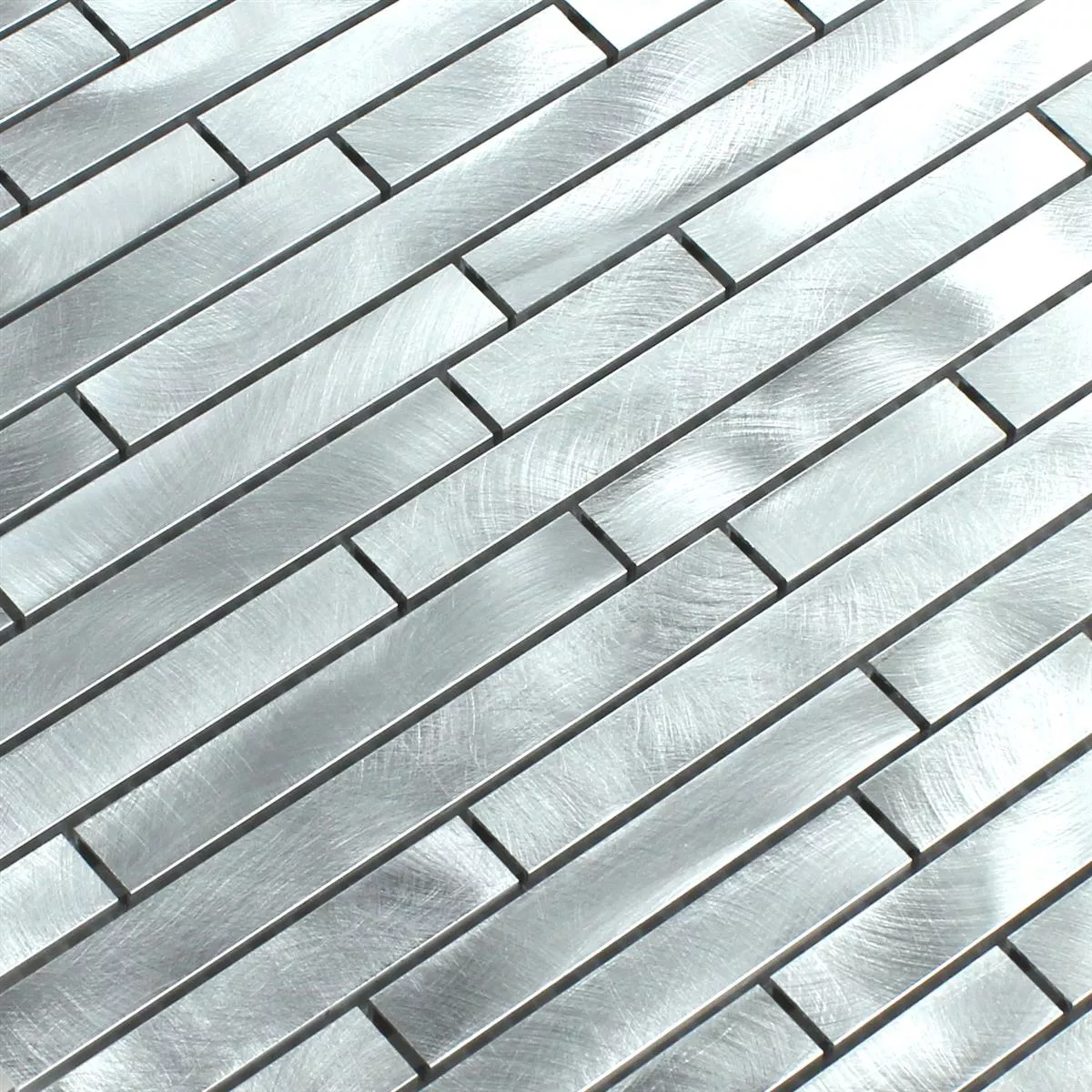 Muster von Mosaikfliesen Aluminium Metall Silber Mix