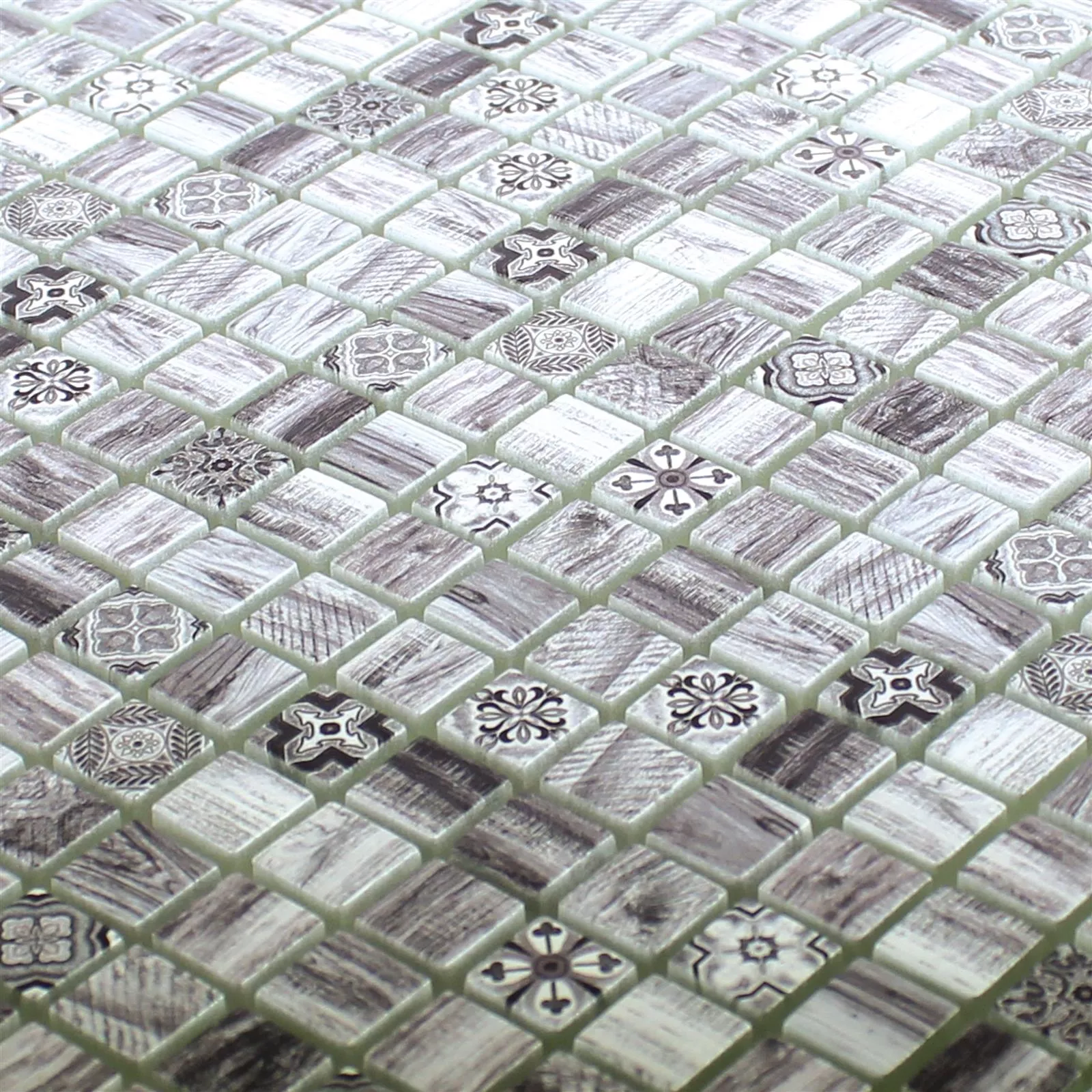 Sample Glass Mosaic Wood Optic Tiles Vision Grey
