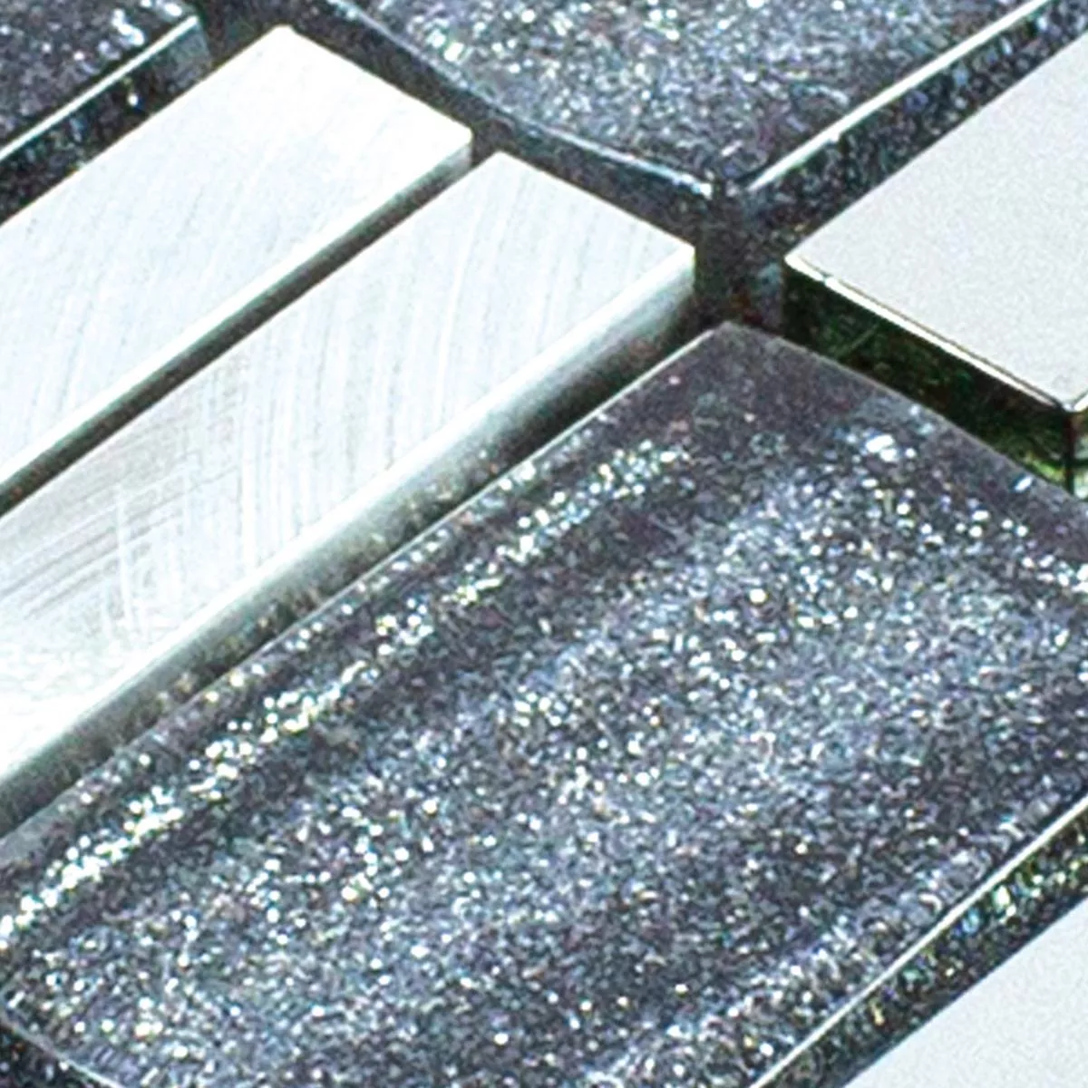 Sample Glas Aluminium Mozaïek LaCrosse Zwart Grijs Zilver
