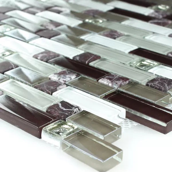 Mosaikkfliser Glass Marmor Lila Brun 3 Mix Format