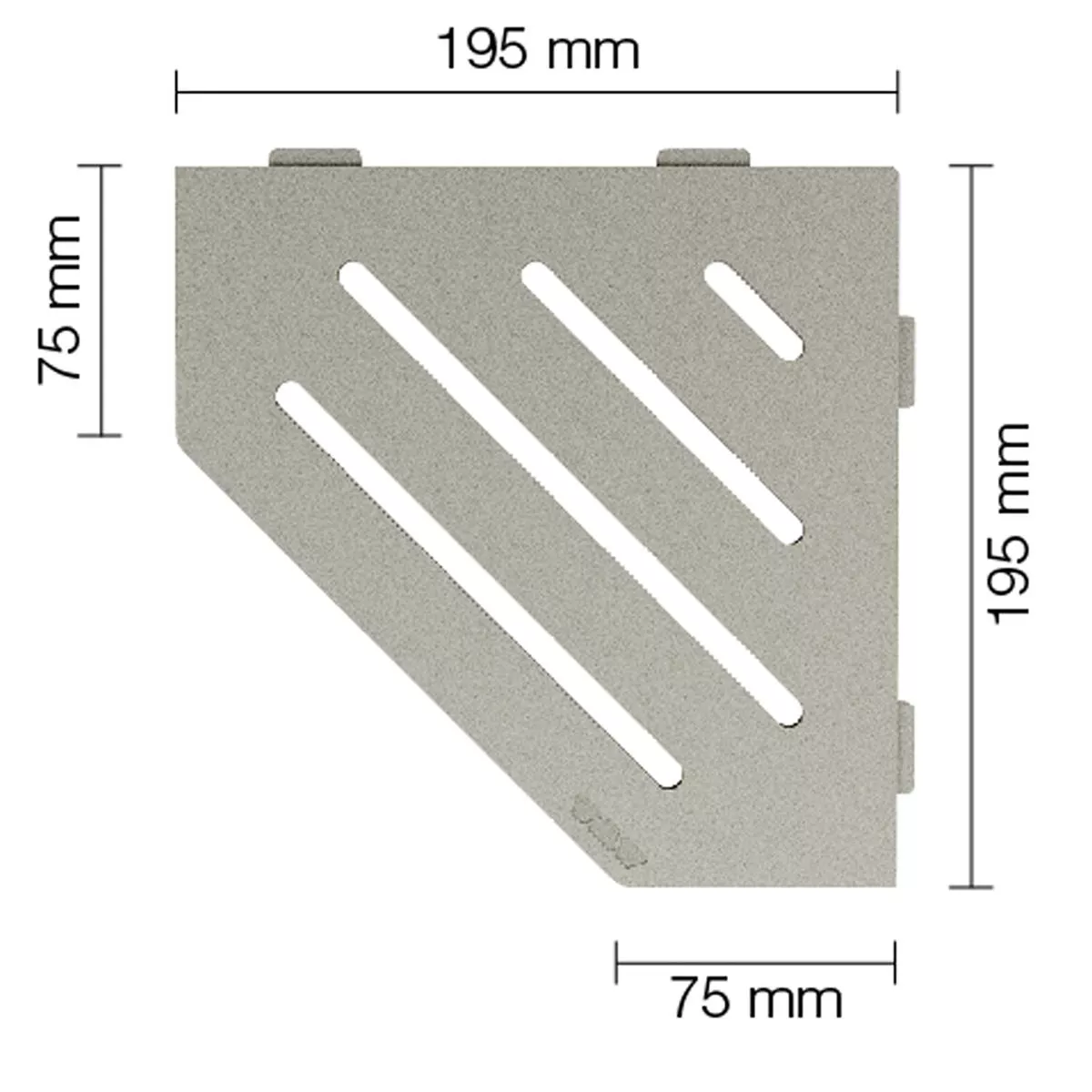 Mensola a muro Mensola per doccia Schlüter a 5 angoli 19,5x19,5 cm Wave Grey
