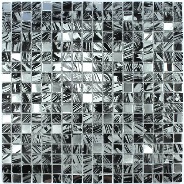 Mosaico De Vidro Espelho Cinza Marmoreado 15x15x6mm