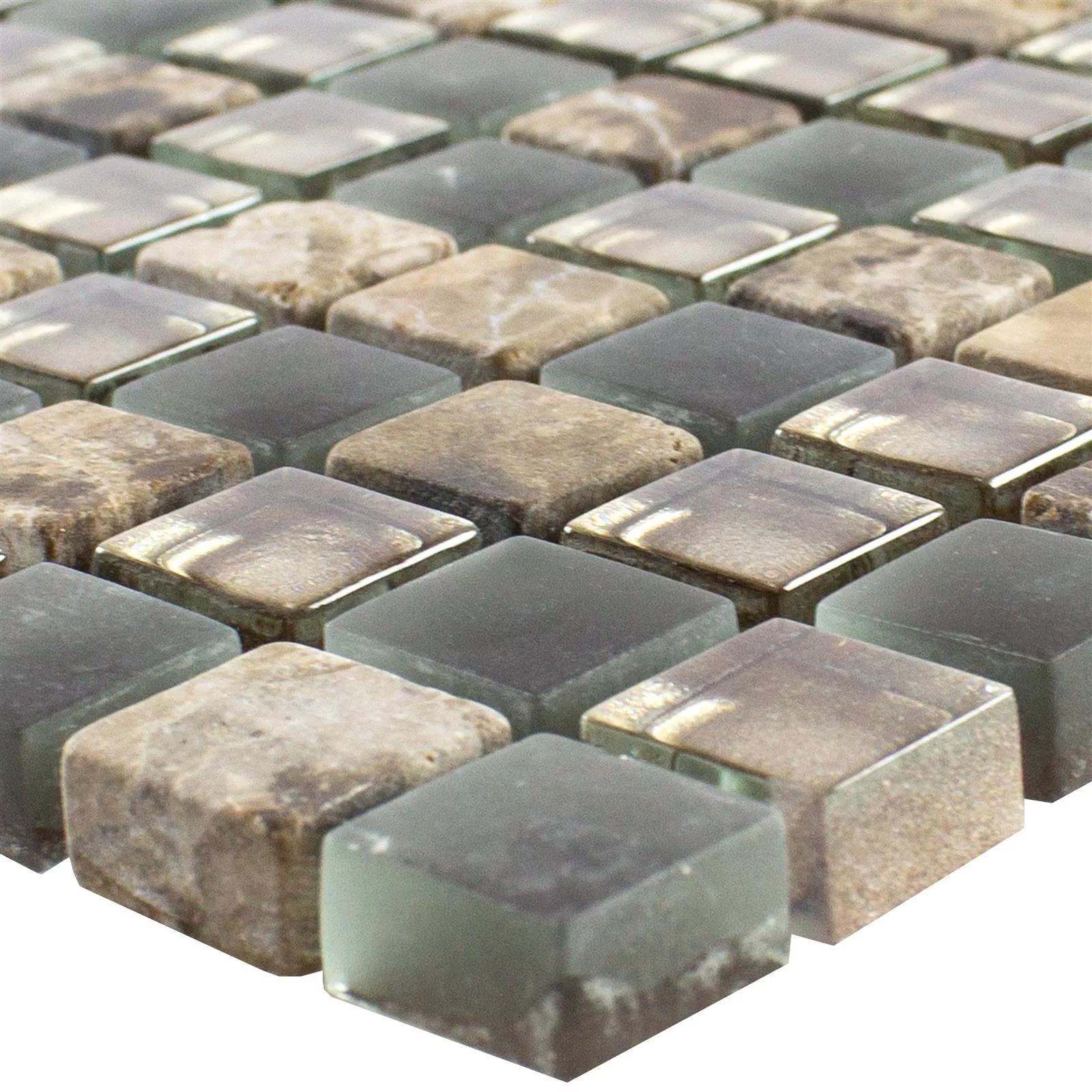 Glass Natural Stone Mosaic Tiles Hayrabey Dark Brown