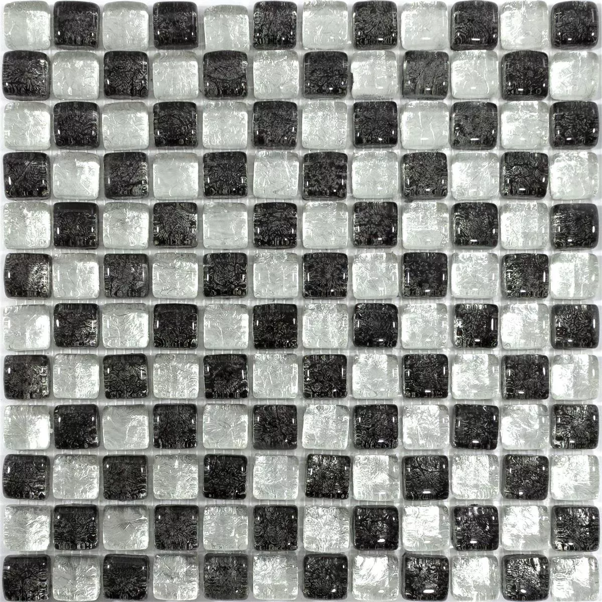 Sample Glass Mosaic Tiles Avola Black Blanc