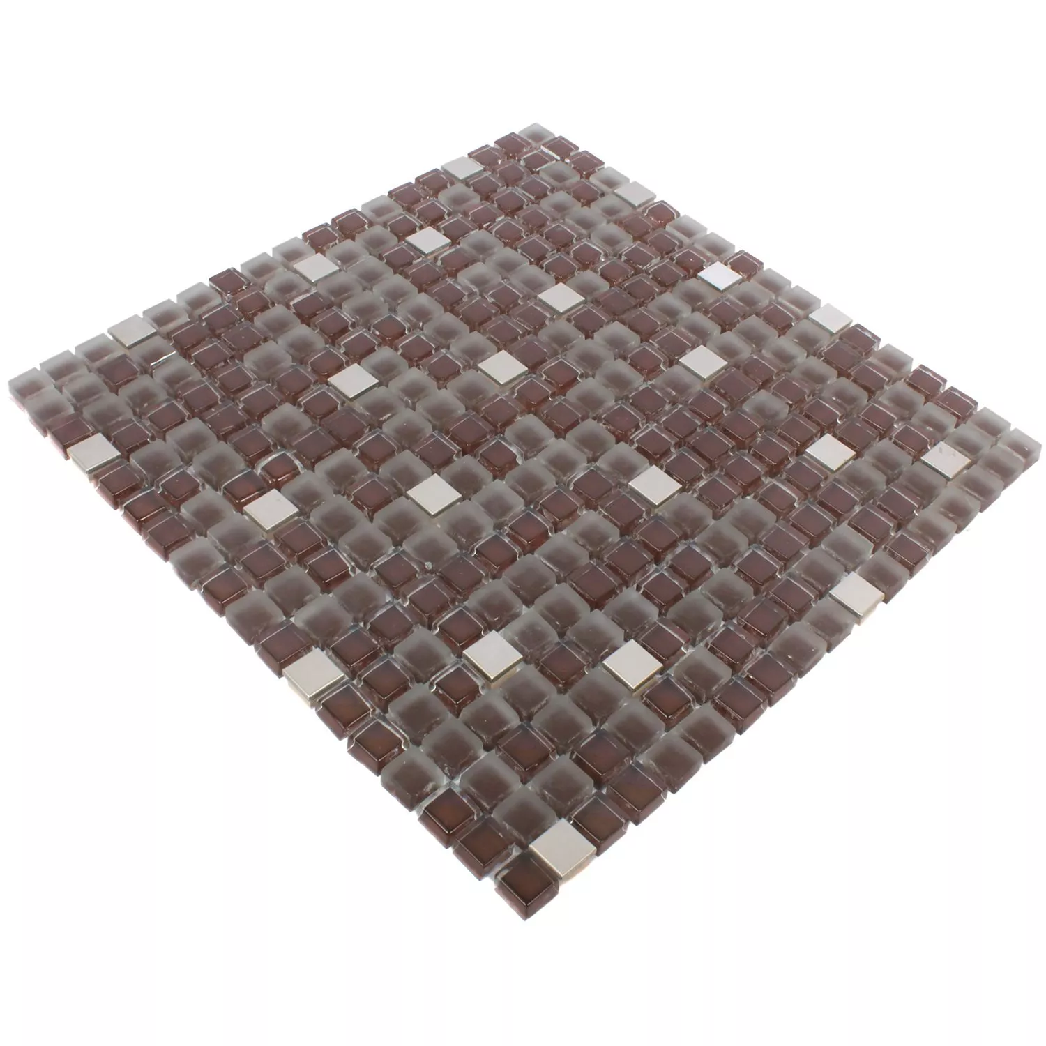 Uzorak Mozaik Pločice Rotterdam Čelik Staklo Mix Smeđa Srebrna