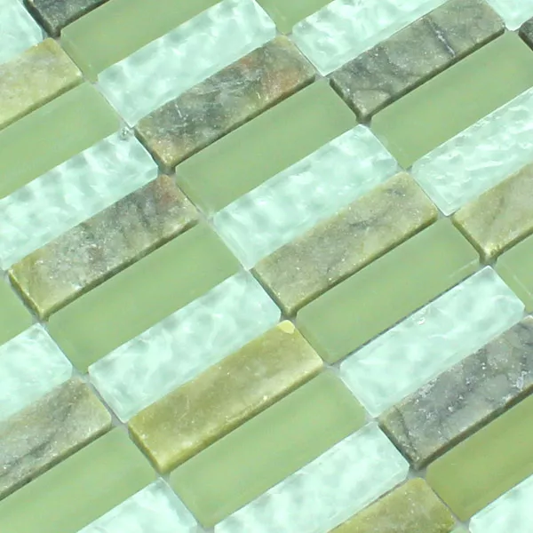 Model din Plăci De Mozaic Sticlă Marmură  Verde Mix Sticks