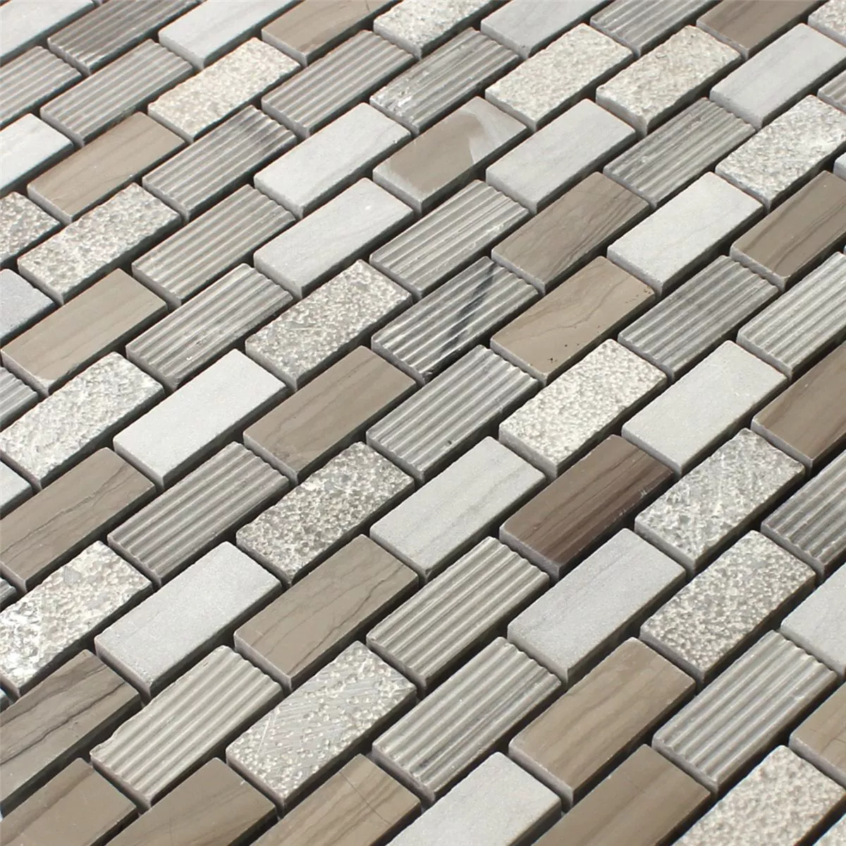 Mozaik Csempe Természetes Kő Mocca Barna 15x30x8mm