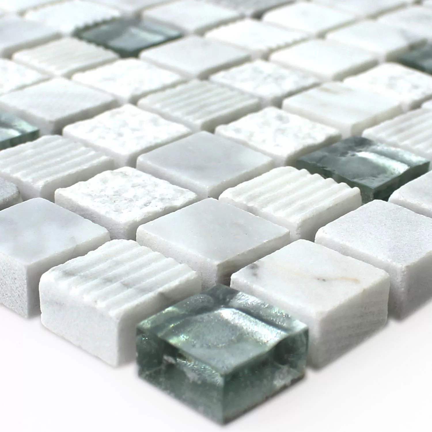 Azulejo Mosaico Vidro Pedra Natural Yukon Branco
