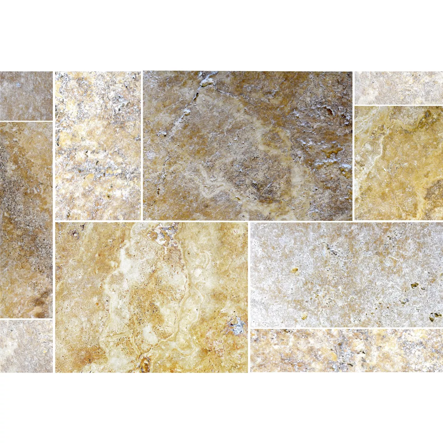 Natural Stone Tiles Travertine Castello Gold Roman Pattern