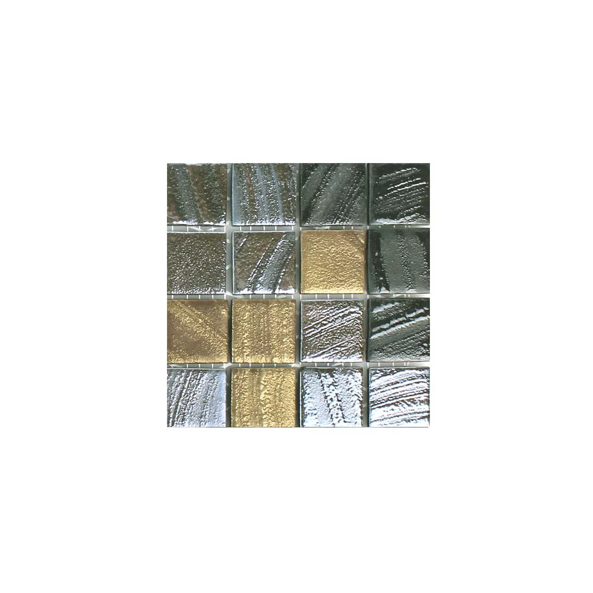 Sample Glass Mosaic Tiles Mascota Black Gold Bronze