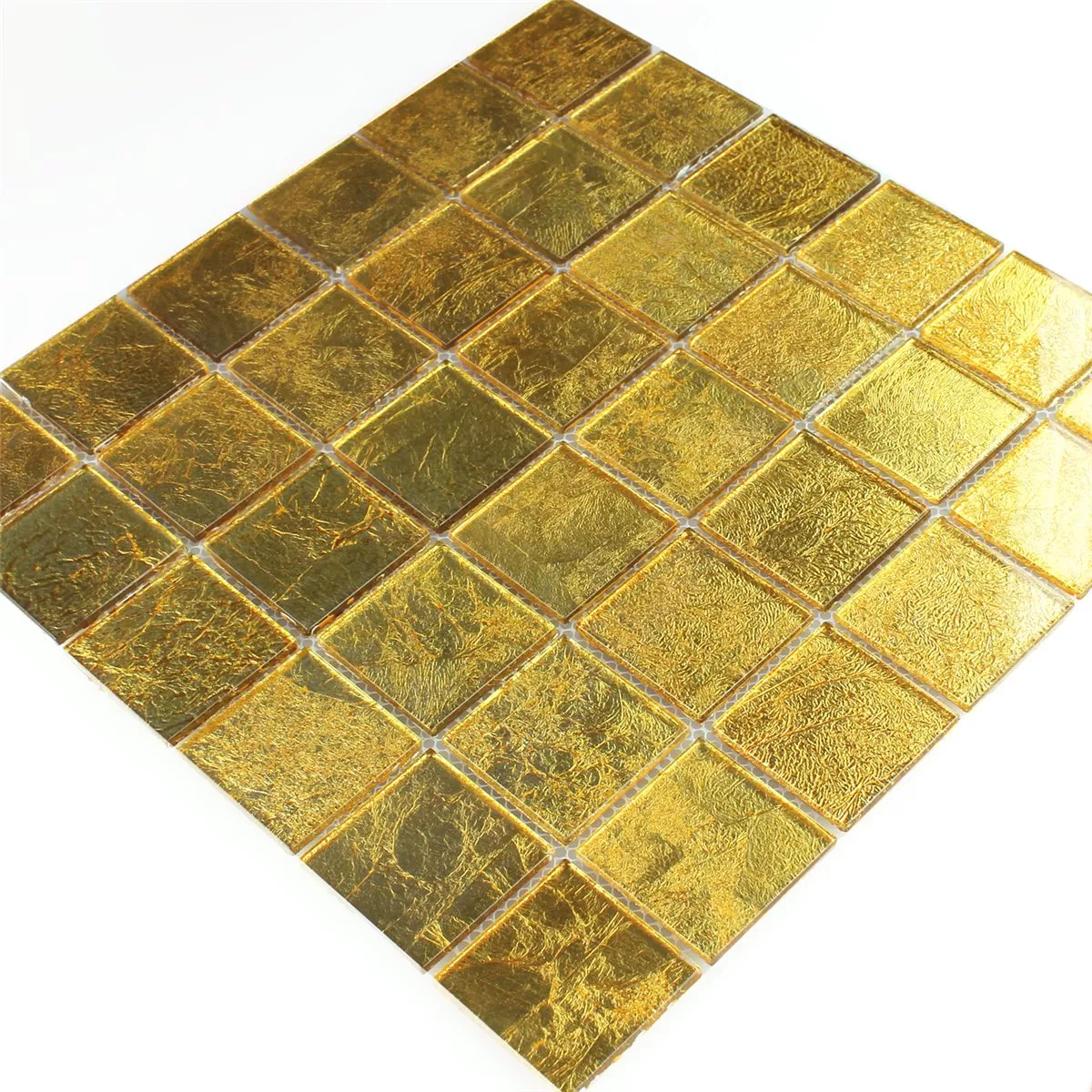 Prøve Mosaik Fliser Glas Effekt Guld 