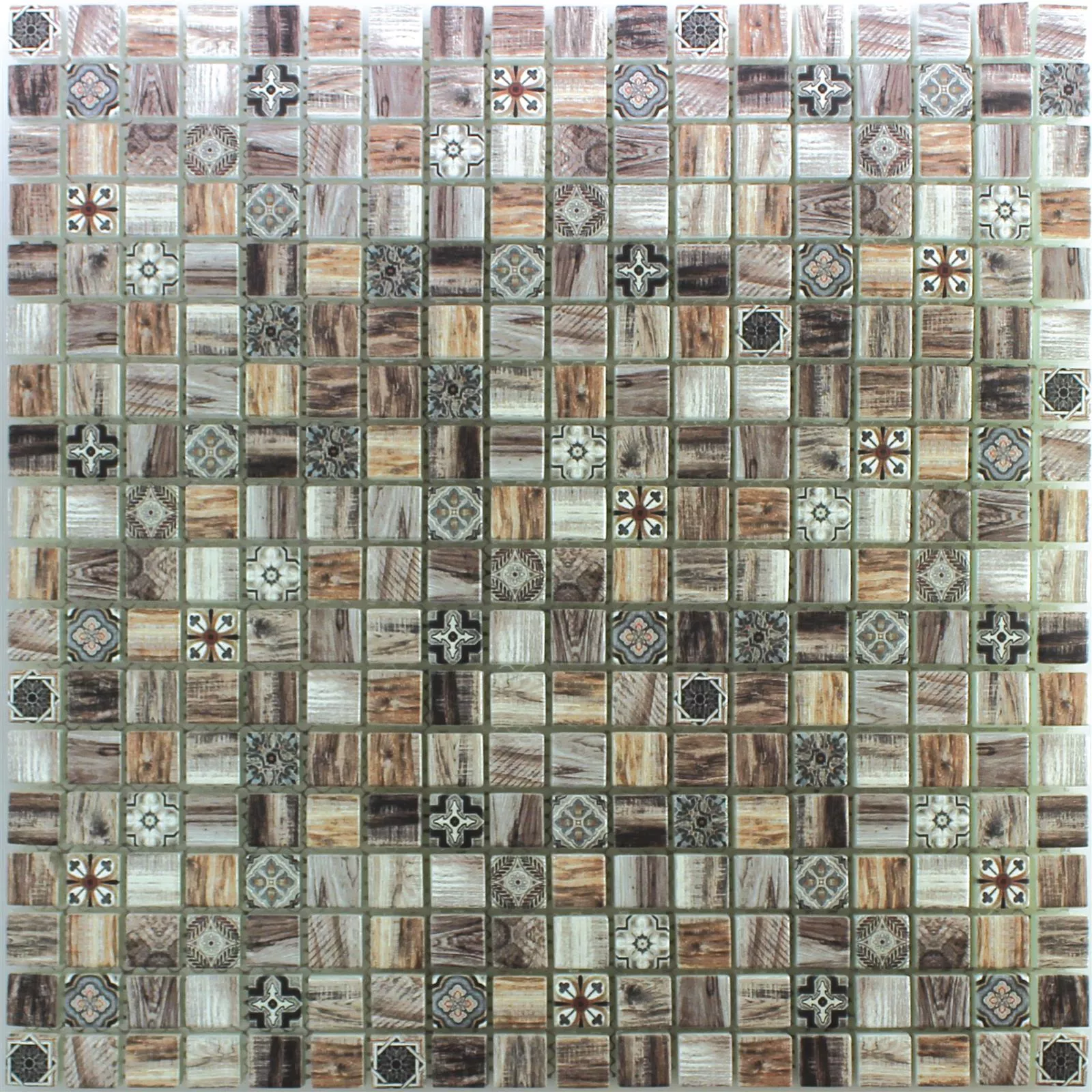 Sample Glass Mosaic Wood Optic Tiles Vision Brown