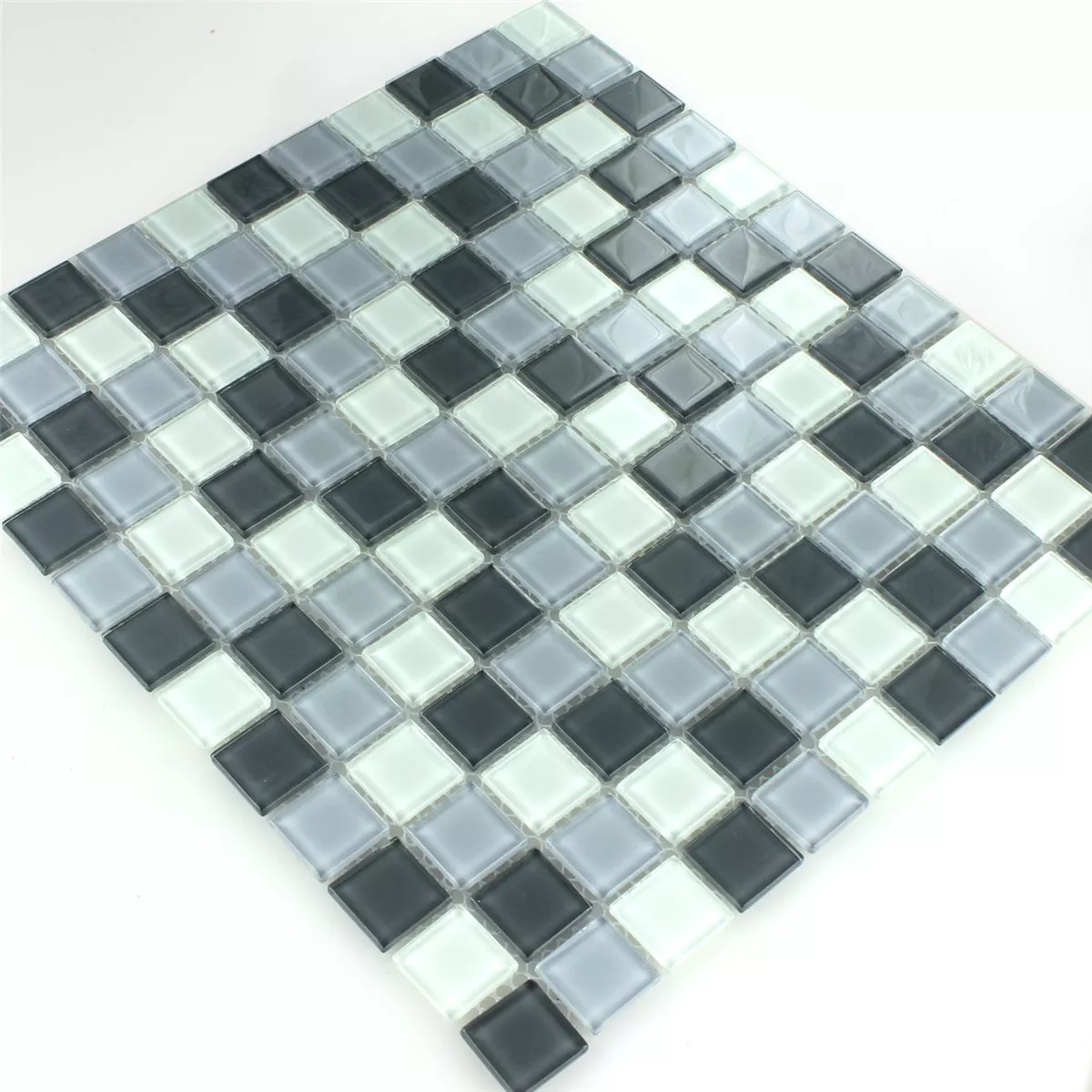 Mosaico De Vidro Azulejos Cinza Mix 25x25x4mm