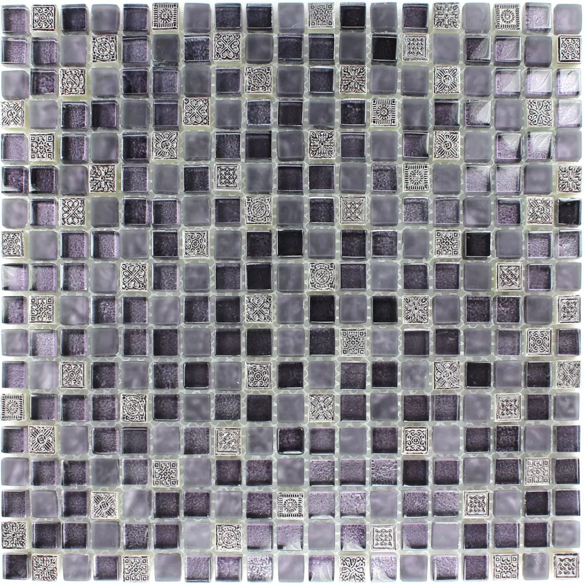Mosaic Tiles Glass Natural Stone Ornament Purple Mix