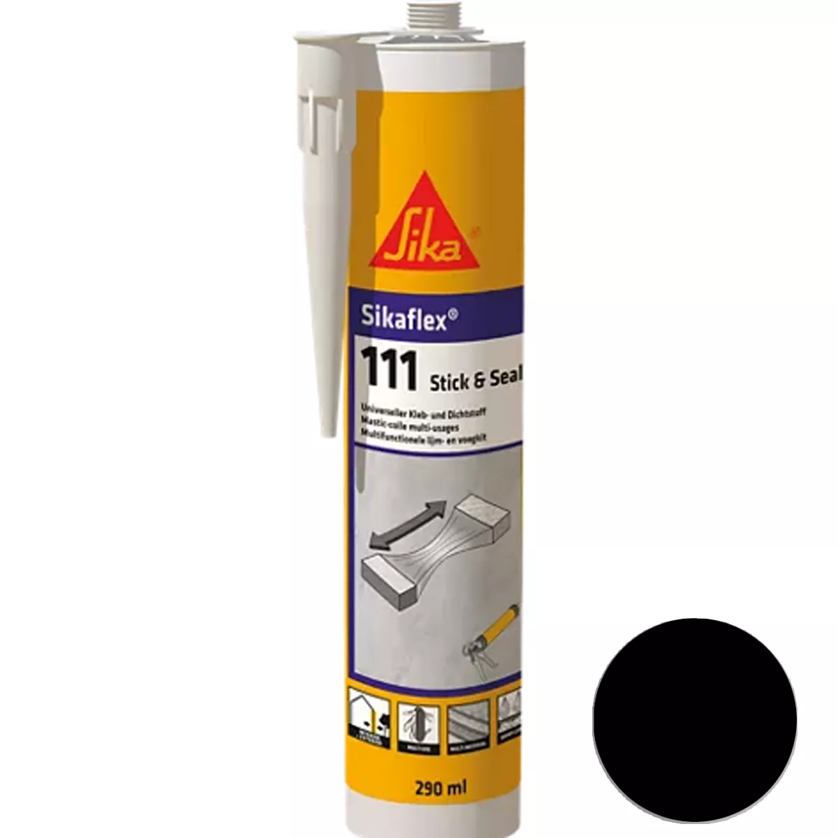 Lijm- en afdichtingsmiddel Sikaflex-111 Stick & Seal Zwart