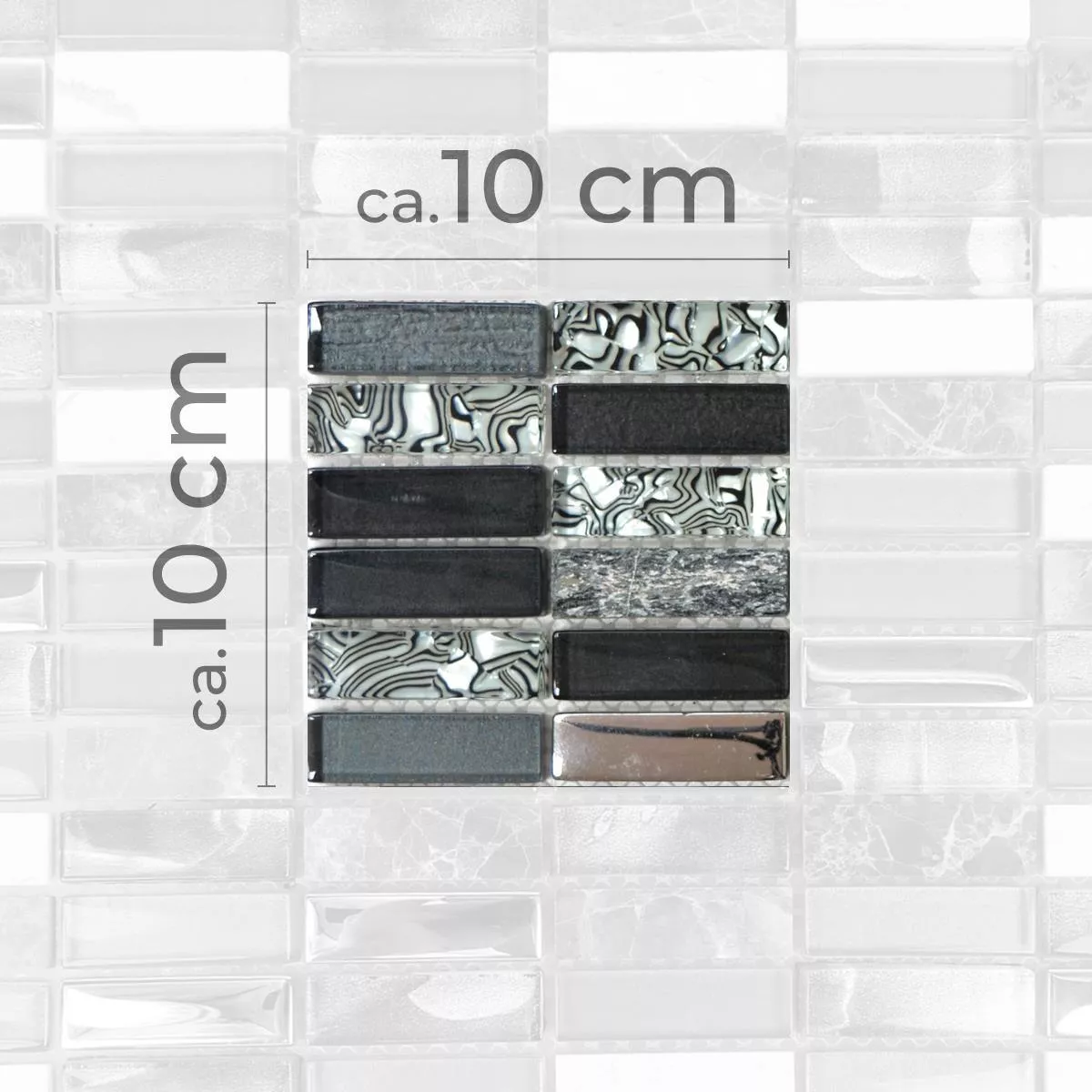 Sample Mosaic Tiles Magia Glass Natural Stone Mix Black