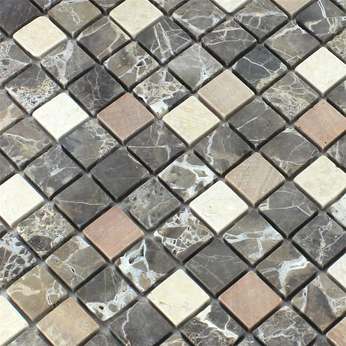 Azulejo Mosaico Mármore Marrom 23x23x7mm