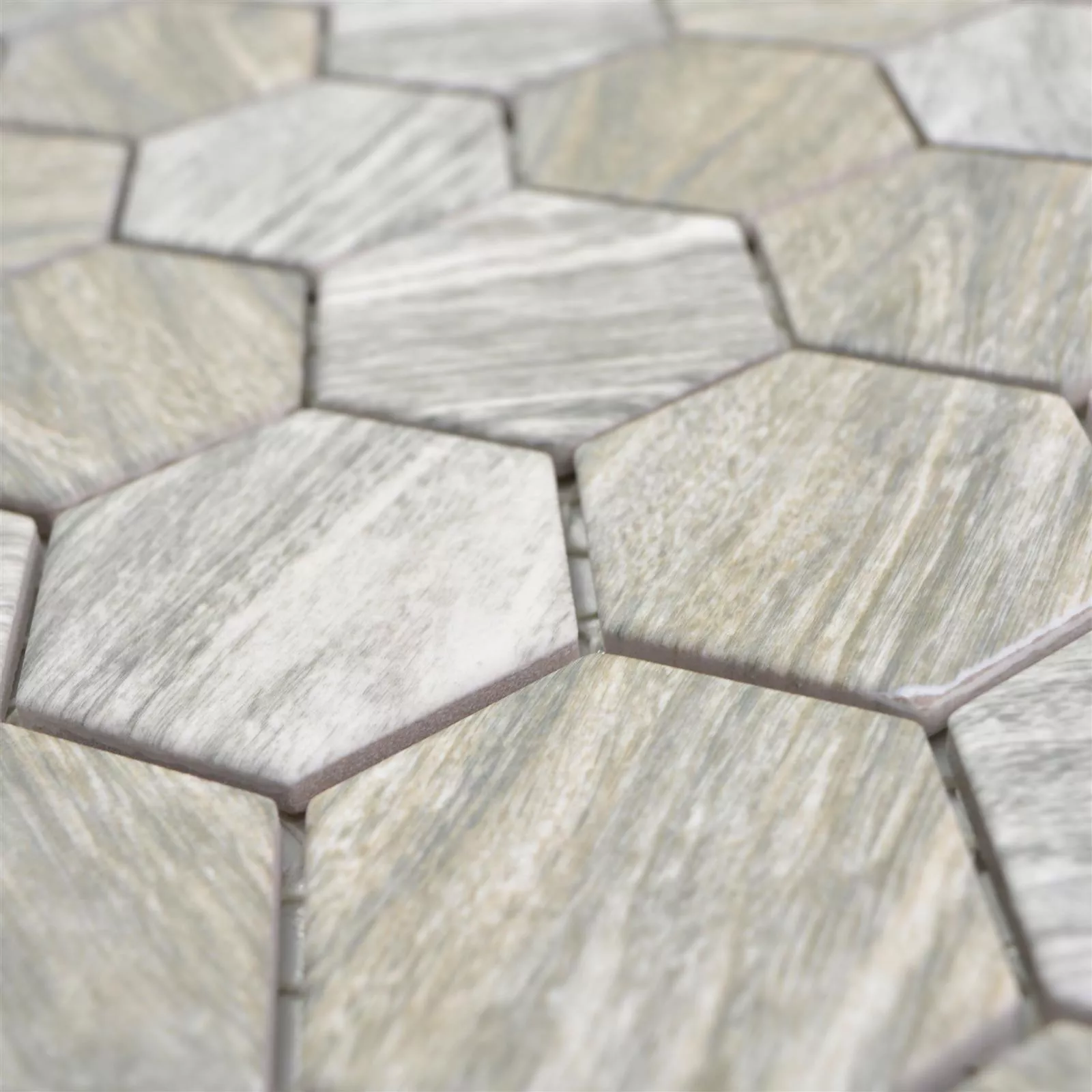 Mønster fra Keramisk Mosaikk Duponti Sekskant Tre Utseende Grå