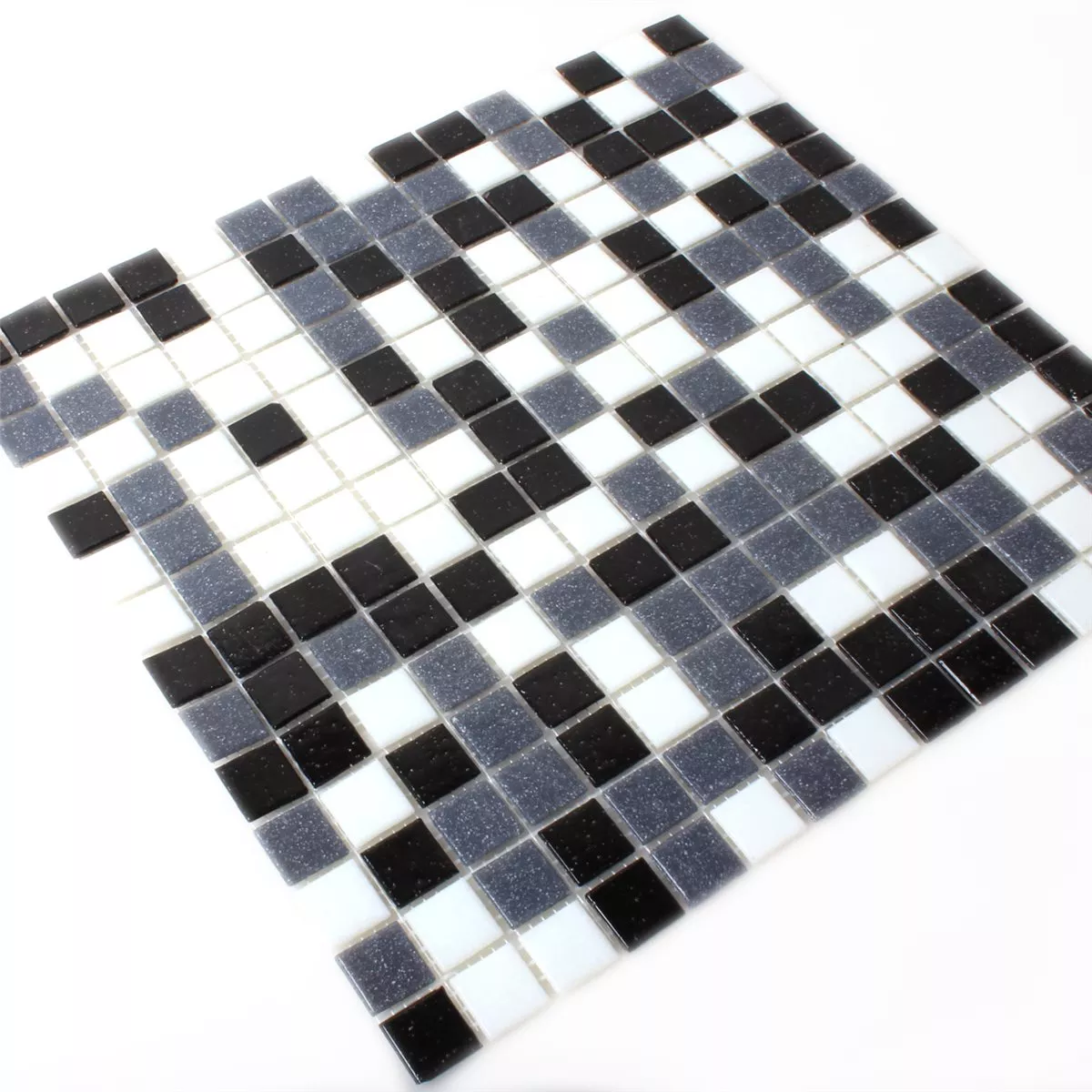 Padrão de Azulejo Mosaico Vidro Branco Cinza Preto Mix