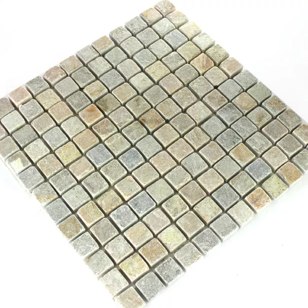 Padrão de Azulejo Mosaico Quartzito Pedra Natural Bege Mix