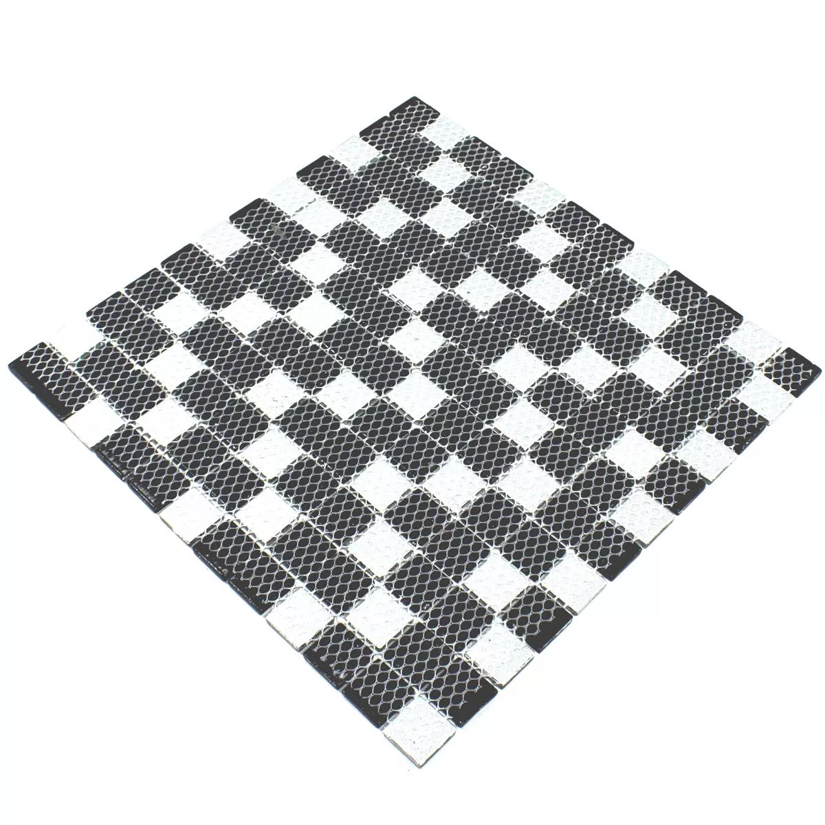 Mozaik Pločice Staklo Bonnie Kristal Struktura Crna Srebrna Siva