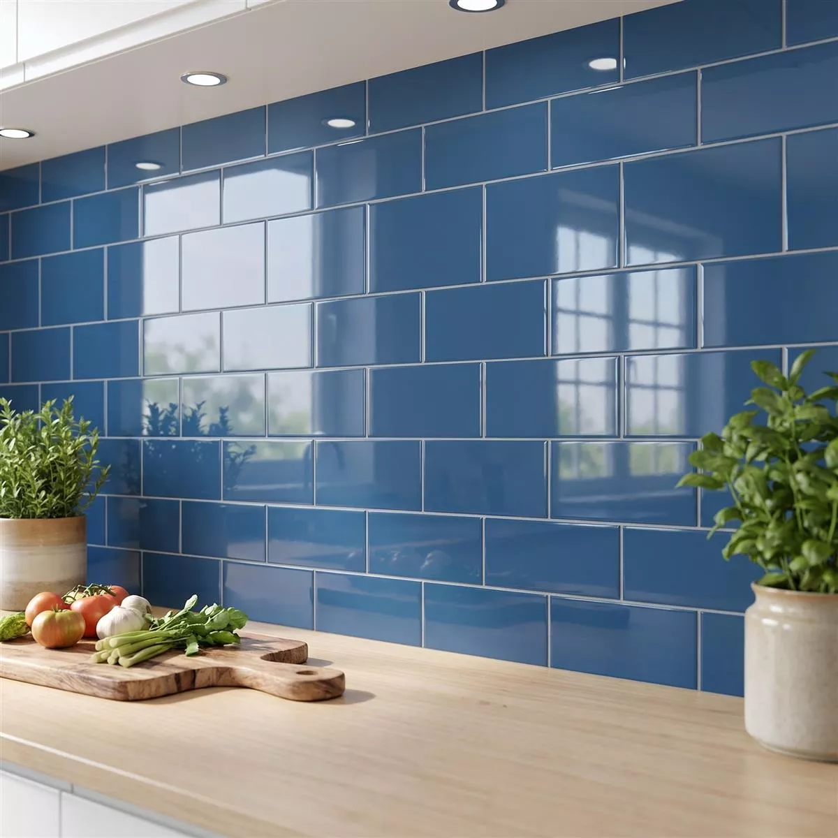 Metro tile Blue Glossy 10x20 cm Without Facet Avebury Zafiro