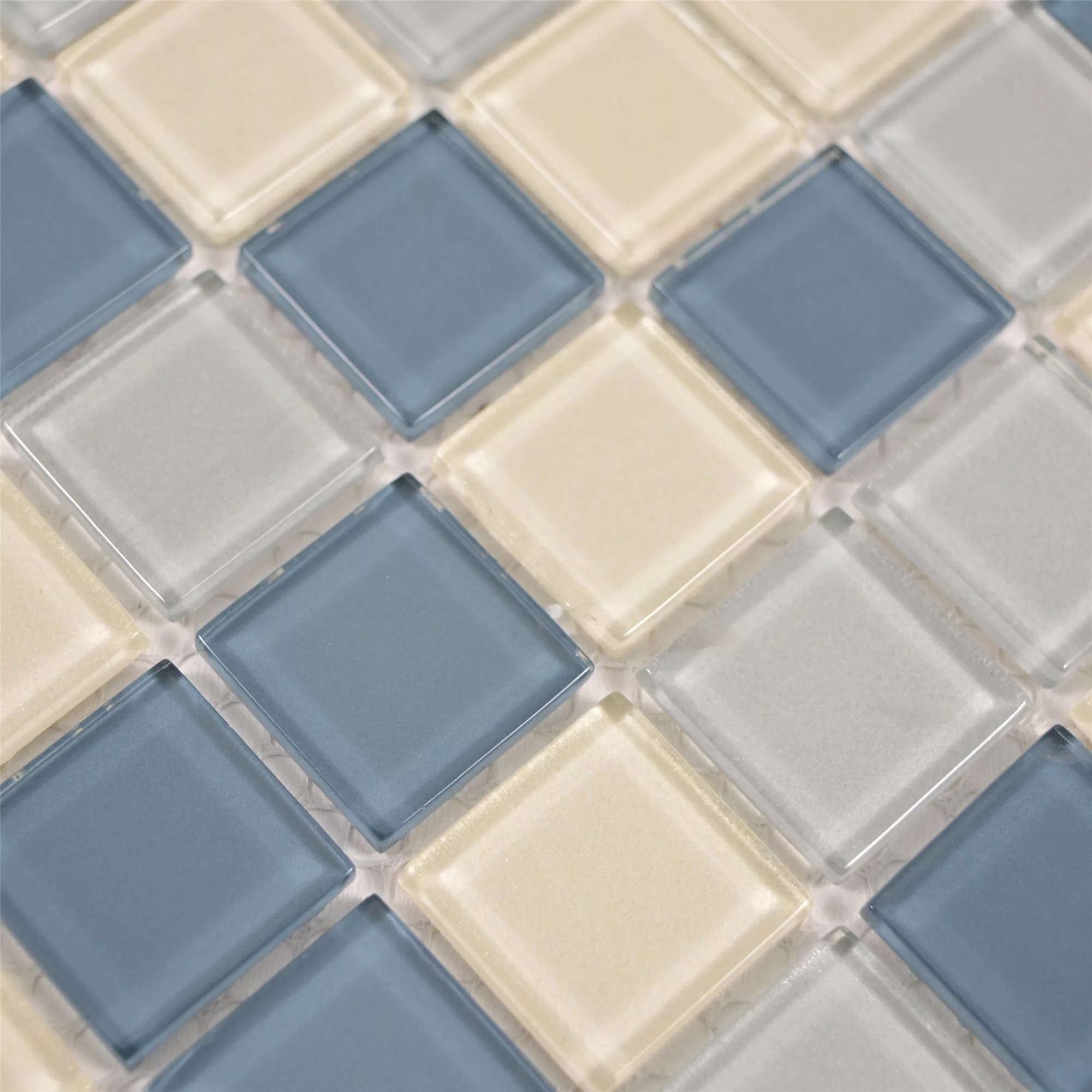 Mosaico Di Vetro Piastrella Bommel Argento Bianco Blu