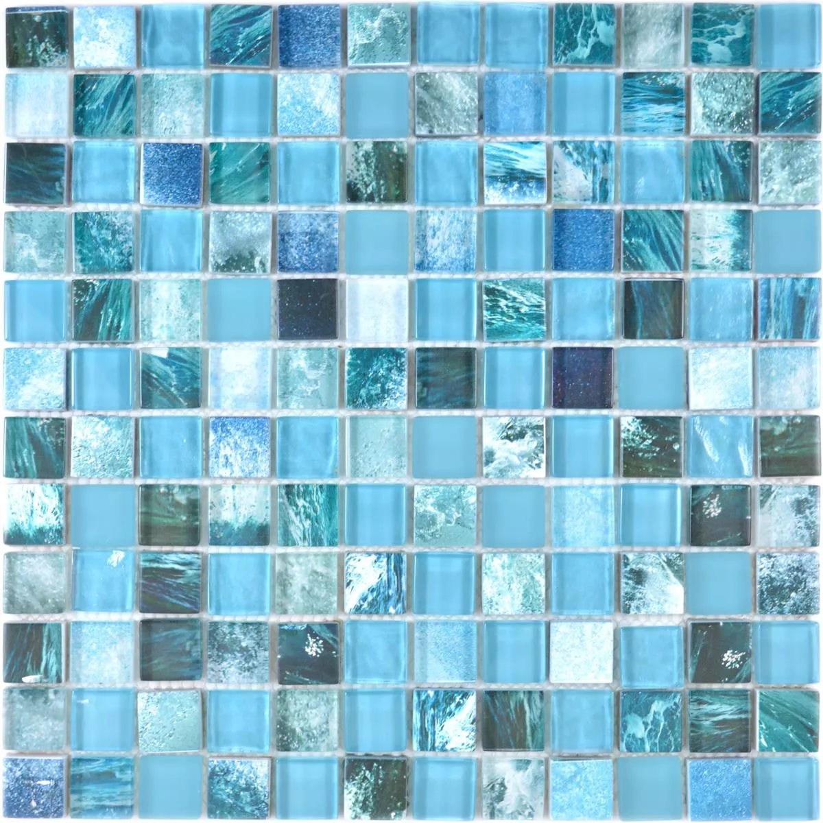 Glass Mosaic Tiles Cornelia Retro Optic Green Blue