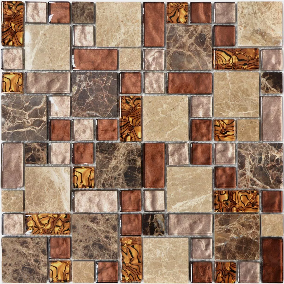 Mozaika Szklana Plytka Z Naturalnego Kamienia Lambada Brązowy Beżowy 3 Mix
