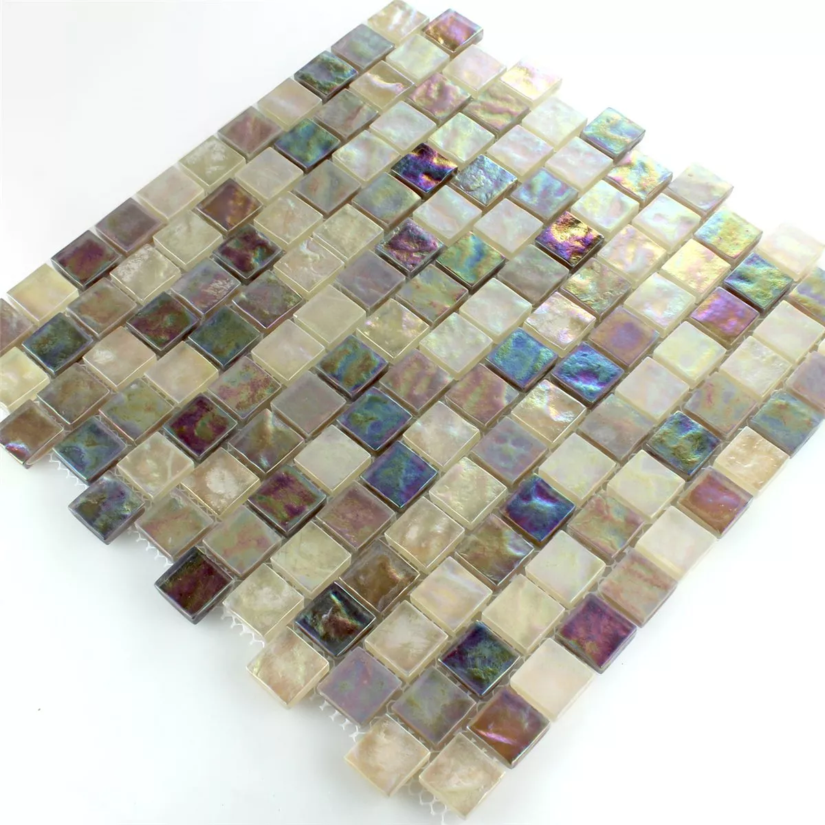Mosaic Tiles Glass Nacre Effect Creme