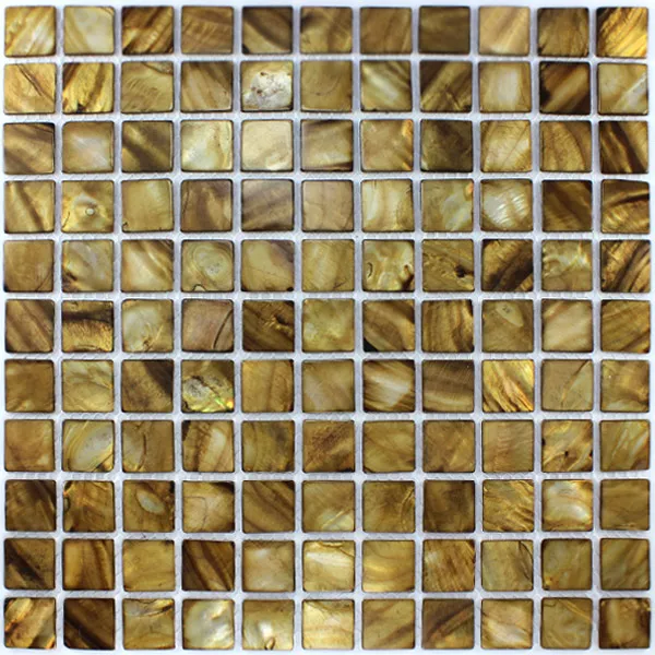 Mozaik Csempe Üveg Gyöngyház Hatású 25x25x2mm Barna
