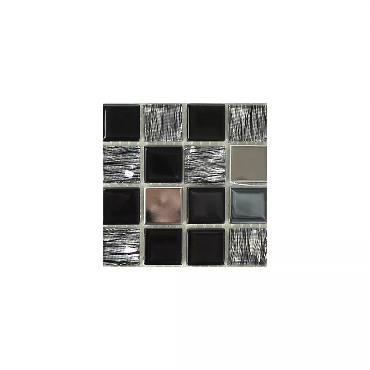 Model din Sticlă Oțel Inoxidabil Mozaic Amasya Autoadeziv Negru Argint